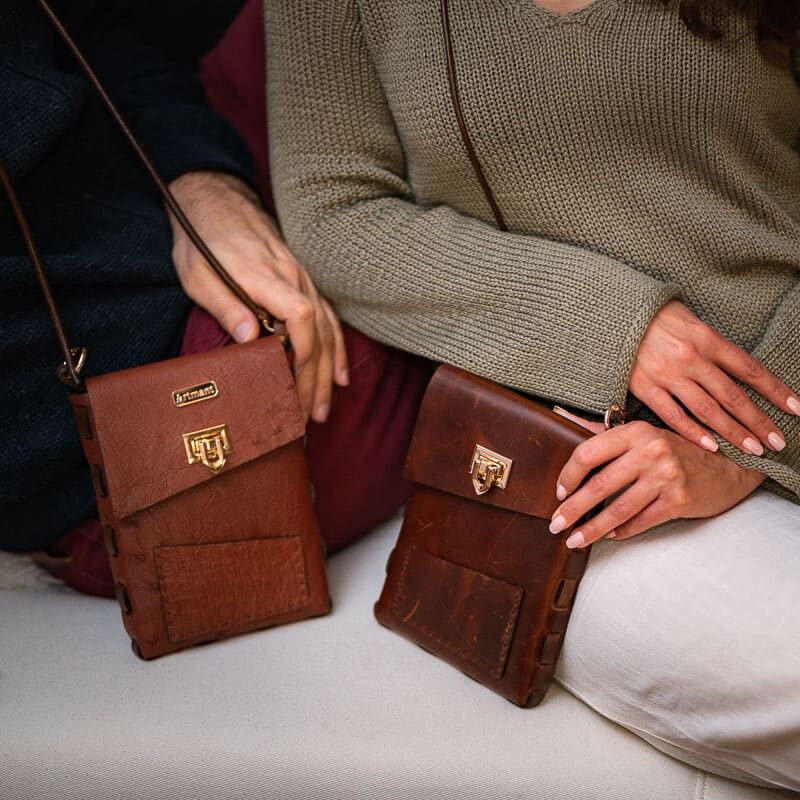 Chatur-- Genuine ostrich leather unisex neck pouch