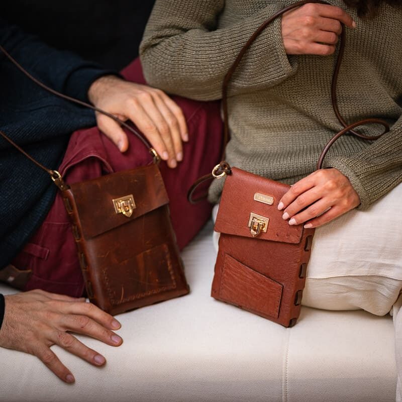 Chad-- Genuine leather unisex neck pouch
