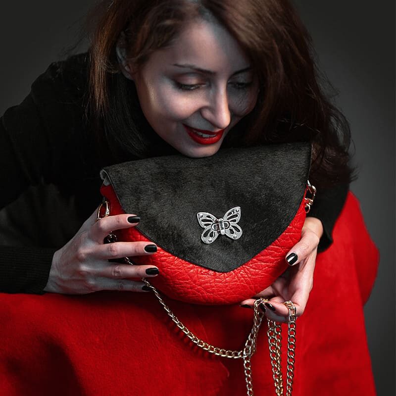 Butterfly-- Genuine leather cross body bag